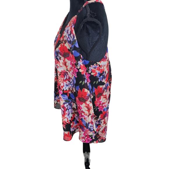 Torrid Sophie Spaghetti Strap Top Black Red Floral Chiffon Romantic Whimsy 2X - Picture 4 of 14